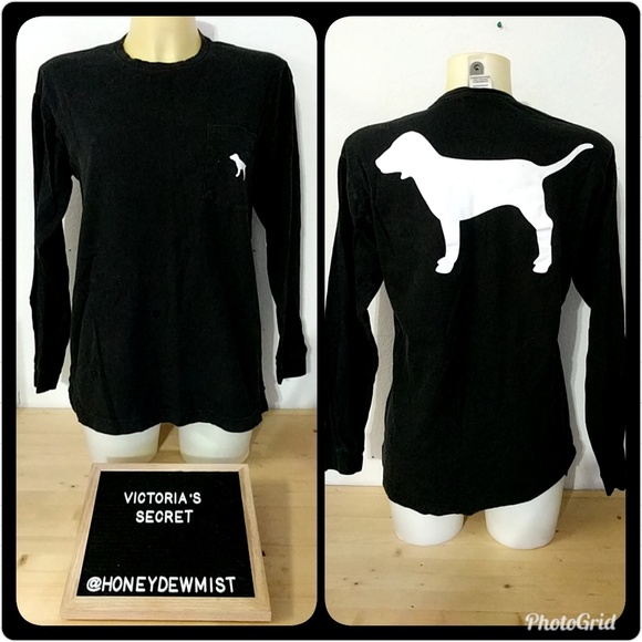 PINK Victoria's Secret Tops - • Victoria's Secret PINK • Black Long Sleeve Tee
